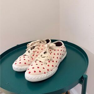 kate spade Cream and Red Heart Sneakers